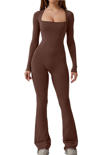 Square Neck Long Sleeve Jumpsuit (1+1 Gratis)