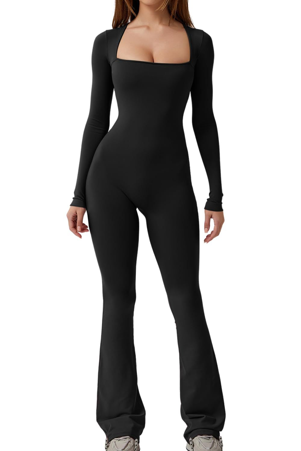 Square Neck Long Sleeve Jumpsuit (1+1 Gratis)