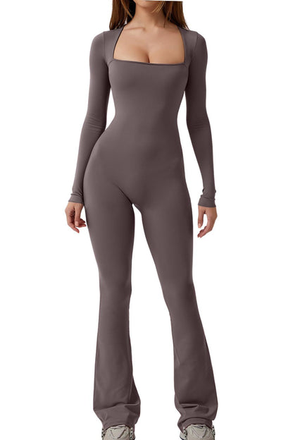 Square Neck Long Sleeve Jumpsuit (1+1 Gratis)