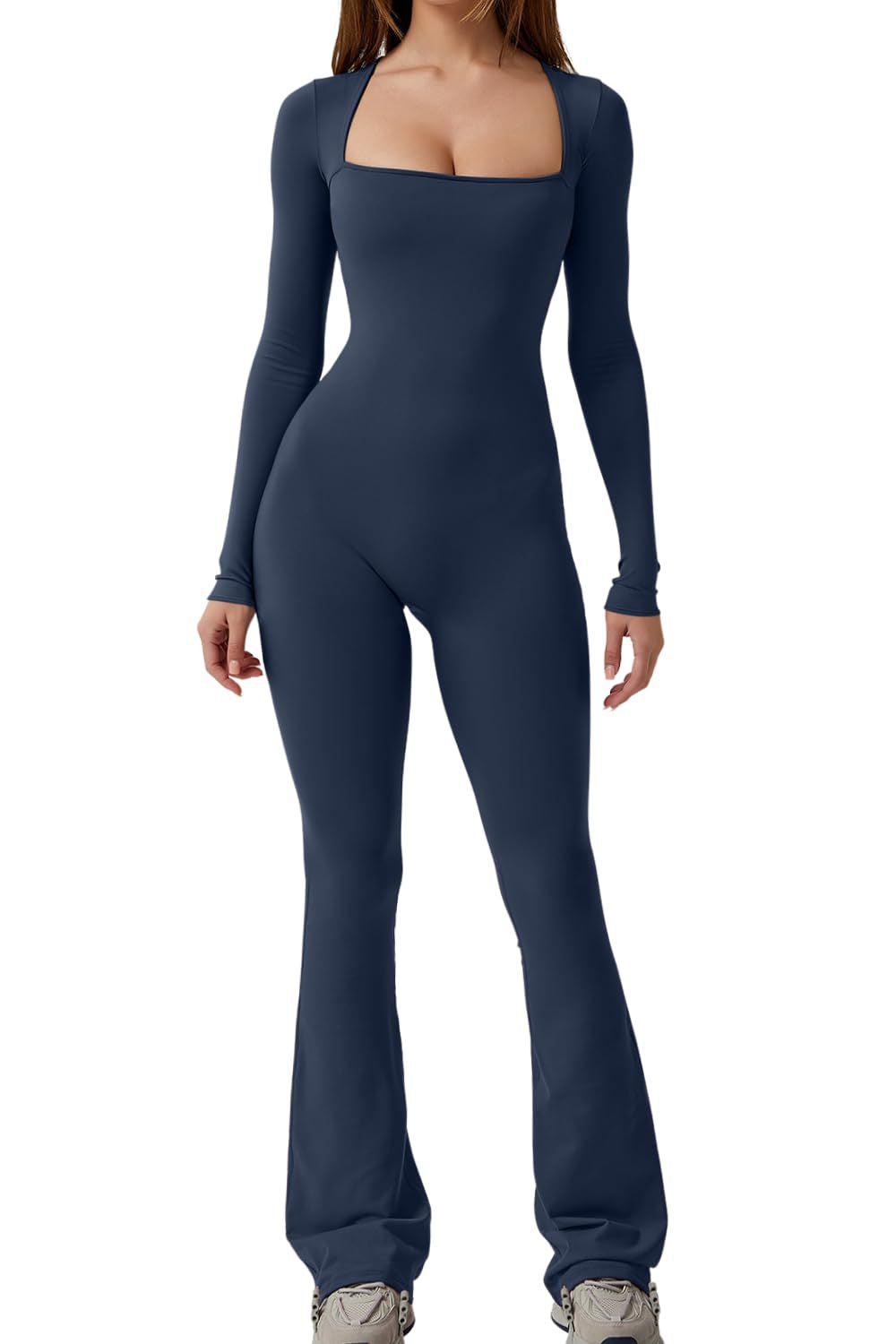 Square Neck Long Sleeve Jumpsuit (1+1 Gratis)